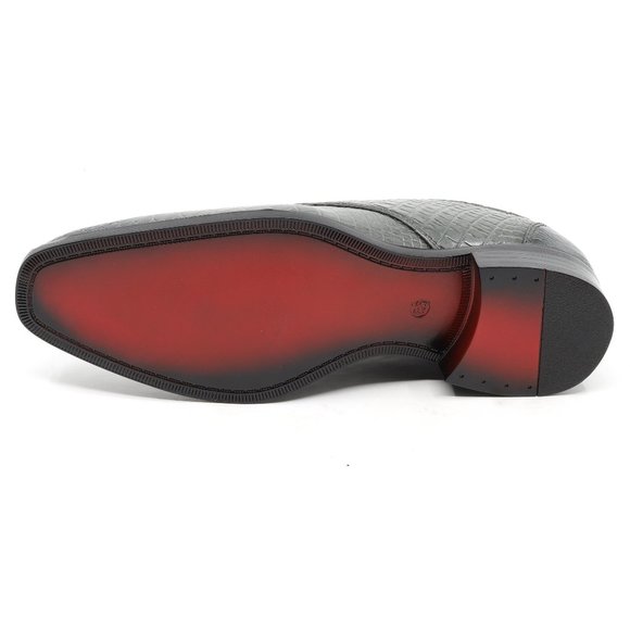 Gray Men's Alligator Crocodile Print Oxford Fashion Lace Up Dress Shoe - Picture 5 of 6